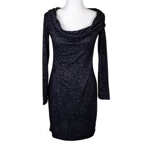 Express Cowl Neck Sweater Dress Size M Heather Black Long Sleeves (NWT)